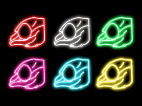 ネオンのの手の平に乗せた卵 卵,生卵,手の平,乗せる,手元,食べ物,手描き,ネオン,ライト,光のイラスト素材