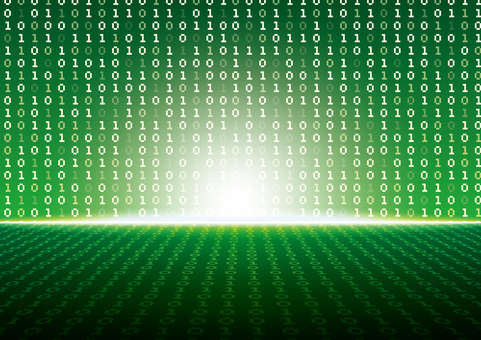 コンピューターのデジタル空間の背景素材 デジタル,サイバー,数字,マトリックス,空間,コンピューター,スタイリッシュ,光,緑色,背景のイラスト素材