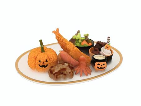 ハロウィンのお化けのパーティー用プレート ハロウイン,ハロウィン,ソーセージ,ハロウィンケーキ,お子様ランチ,パーティー,カボチャ,かぼちゃ,料理,ハロウィーンのイラスト素材