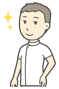  理学療法士男-935-バスト 立つ,理学療法士,整体師,白衣,医療,病院,柔道整復師,カイロプラクティック,鍼灸師,マッサージ師のイラスト素材