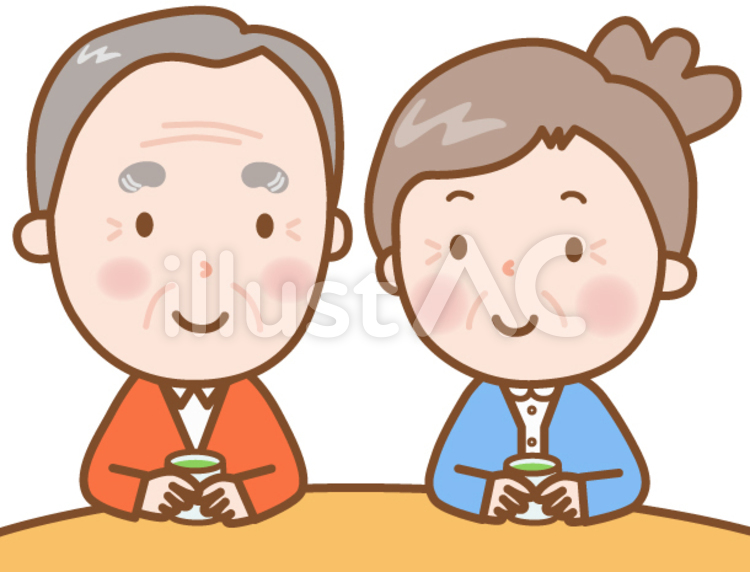 おじいさんとおばあさん：お茶 おじいさん,おばあさん,お茶のイラスト素材