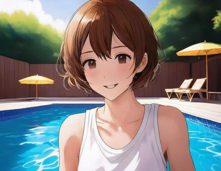 プールサイドにて