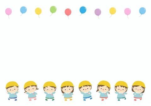 入園式の幼稚園児と風船 入園式の幼稚園児と風船 入園,入園式,春,卒園,卒園式,幼稚園,保育園,子供,人物,園児のイラスト素材