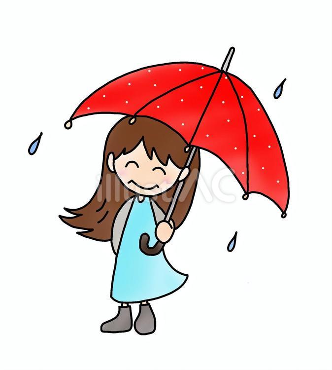 傘をさしている女性 傘,赤い傘,雨の日のイラスト素材