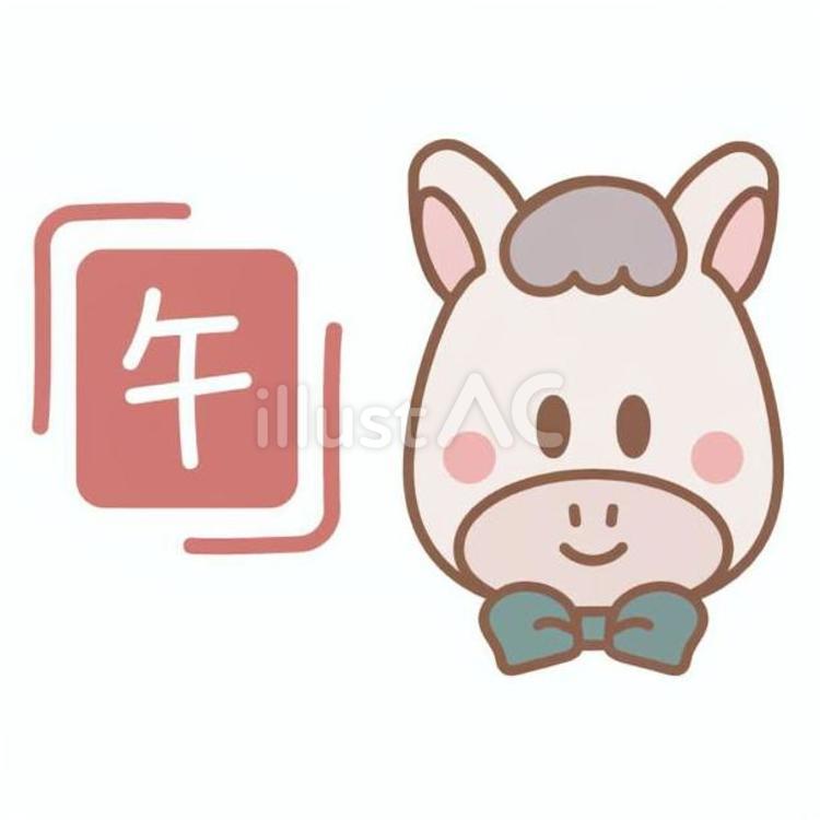 午のハンコと白い馬 馬,シルエット,キャラクターのイラスト素材