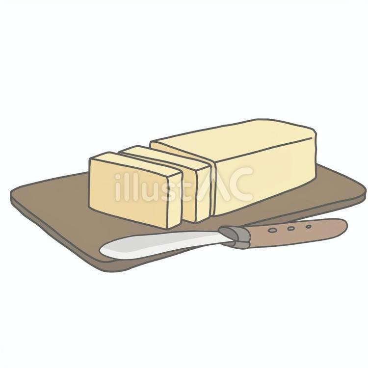 バターとバターナイフ　外枠あり バター,バターナイフ,カッティングボードのイラスト素材