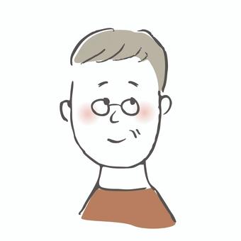 年配の男性 おじいさん,老人,メガネ,老眼鏡,白髪,グレイヘア,男性,家族,笑顔,優しいのイラスト素材