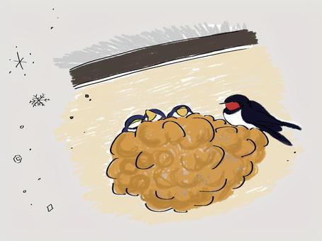 Illustration, a andorinha, inverno, pássaro, 