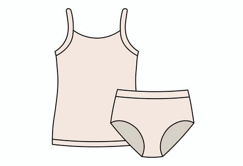女性インナーのキャミとショーツ インナー,下着,キャミソール,ショーツ,女性,肌着,衣類のイラスト素材