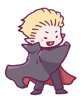 吸血鬼の仮装をした男の子の手描きイラスト