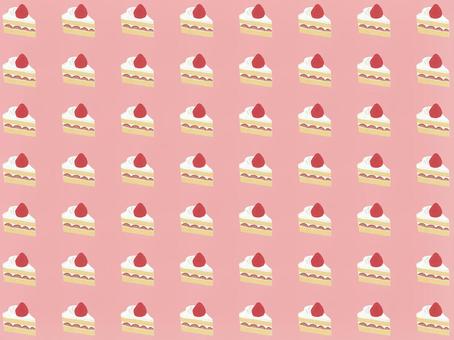 いちごのショートケーキいっぱいの背景 ショートケーキ,いちご,ケーキ,カットケーキ,洋菓子,スイーツ,背景,イラスト,手描き,果物のイラスト素材