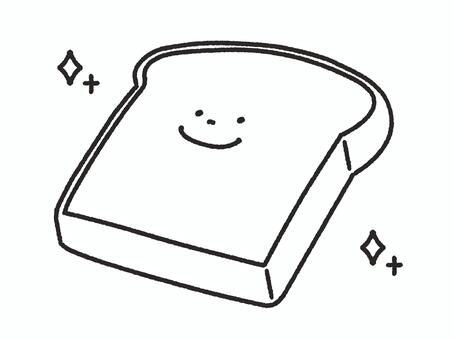 笑顔の食パン＿線画 パン,食パン,トースト,食べ物,朝ごはん,軽食,小麦粉,炭水化物,主食,キラキラのイラスト素材
