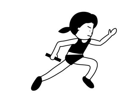 リレー選手（女子） リレー,陸上,女子,選手,アスリート,人,かけっこ,徒競走,ランニング,バトンのイラスト素材