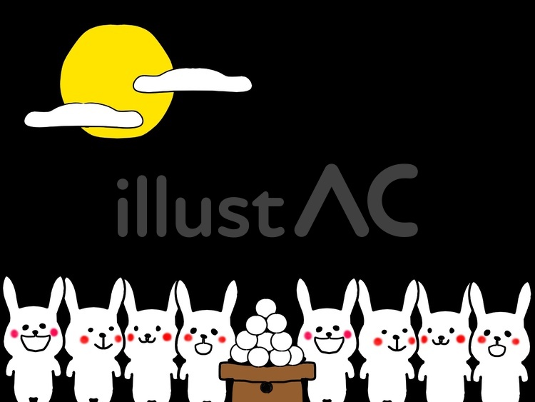 ウサギのお月見１ うさぎ,ウサギ,かわいいのイラスト素材