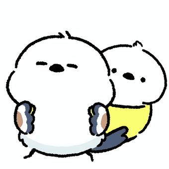 シマエナガ_実家に帰ります_01 シマエナガ,鳥,動物,手描き,ラフ,子育て,家出,実家,帰る,赤ちゃんのイラスト素材