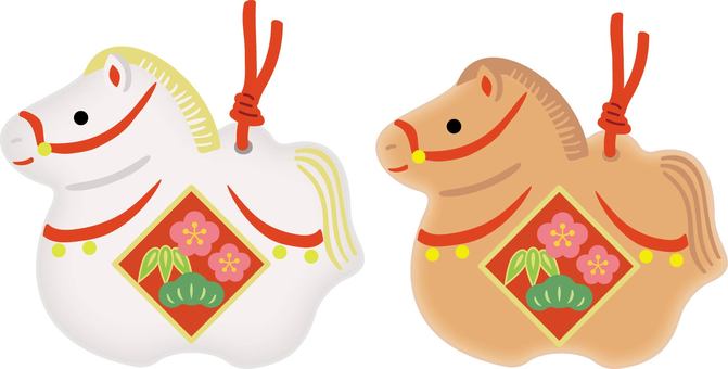 午土鈴２個セット 土鈴,午年,挿絵,カット,年賀状,和風,お正月,セットのイラスト素材