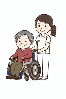 Wheelchair nurse, JPG, PNG and AI Wheelchair nurse, senior citizens, elderly, old age, JPG, PNG and AI