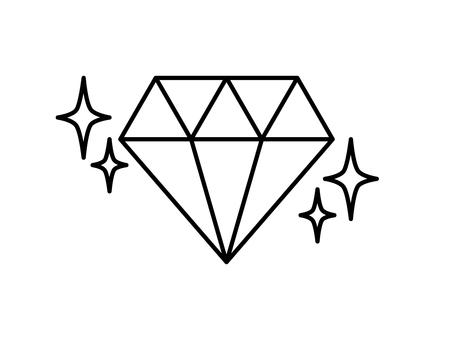 シンプルなダイヤモンド　キラキラ　太線 線,線画,太線,ダイヤモンド,ダイヤ,宝石,キラキラ,シンプル,アイコン,モノクロのイラスト素材