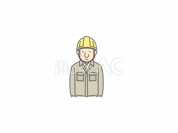 正面を向く男性現場作業員 現場作業員,正面,通常のイラスト素材