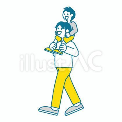 お父さんに肩車をしてもらう子ども