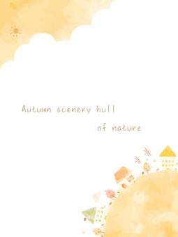 Heartwarming autumn cityscape illustration, autumn, watercolor, background, JPG, PNG and AI