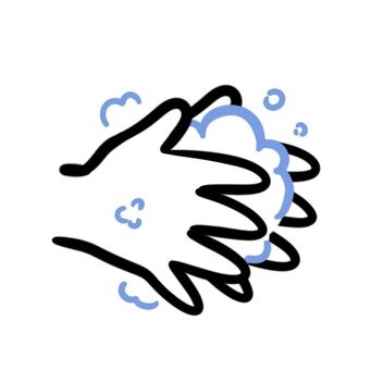 手洗いのイラストモノクロ 手,手洗い,泡,石鹸,モノクロ,白黒,シンプル,アイコン,清潔,きれいのイラスト素材