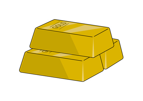 金塊（インゴッド、金地金）のイラスト 金塊,インゴッド,金地金,金,延べ棒,ゴールド,鋳塊,バー,貴金属のイラスト素材