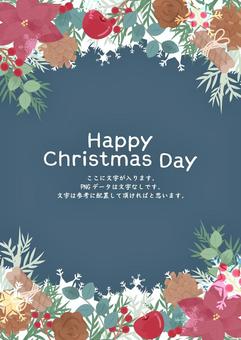 ナチュラルなクリスマスフレーム 冬,クリスマス,12月,フレーム,メリークリスマス,ホリデイ,風物詩,イベント,ボタニカル,植物のイラスト素材