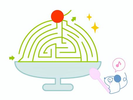 アイスの迷路 迷路,食べ物,アイス,かわいい,ネズミ,スプーン,楽しいのイラスト素材