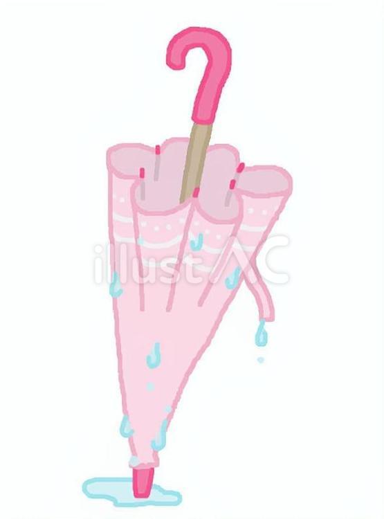 閉じている濡れた傘 びちょびちょ,雫,雨のイラスト素材