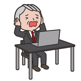 困る人 パソコン,故障,分からない,炎上,sns,絶望,挫折,悩み,困惑,苦悩のイラスト素材