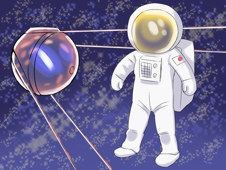 宇宙開発記念日 宇宙,開発,記念日,宇宙飛行士,宇宙服,10月4日,全身,空間,銀河,星のイラスト素材