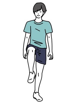 閉眼片足立ち 閉眼,男性,片足立ち,トレーニング,tシャツ,短パン,靴,半袖,ハーフパンツ,10代のイラスト素材