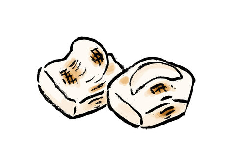 焼き餅のイラスト 筆,筆ペン,墨,手書き,日本,お餅,焼き餅,餅のイラスト素材