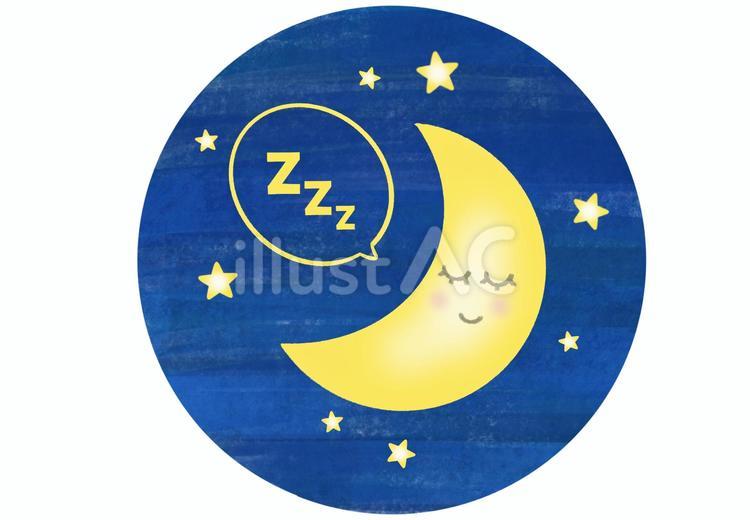 眠る三日月／背景あり 月,三日月,宇宙のイラスト素材