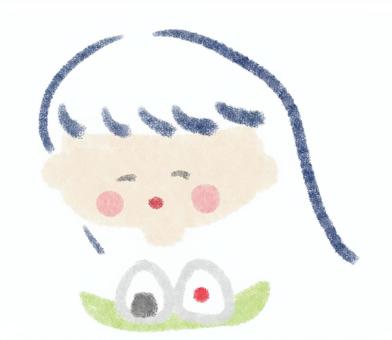 Illustration, girl, rice ball, picnic, JPG and PNG