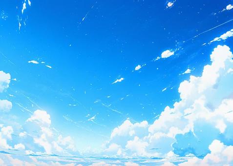 Illustration, der sommer, blauer himmel, wolke, 