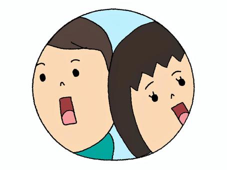 穴を覗く二人 穴,覗く,顔,お知らせ用,宣伝用,pop調,手描き,挿絵,ワンポイント,素材のイラスト素材