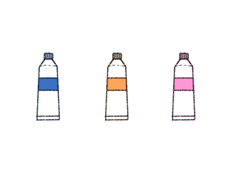 絵の具(ブルー・オレンジ・ピンク) 絵の具,文房具,学校,勉強,ブルー,オレンジ,ピンク,手描きのイラスト素材