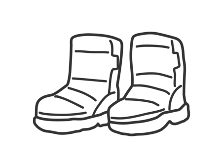冬のスノーブーツの線画 スノーブーツ,ブーツ,靴,長靴,冬靴,防寒,冬,寒い,寒さ,雪国のイラスト素材
