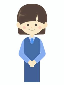 シンプルで可愛い受付風の女性のイラスト 女性,ボブ,人,受付,制服,若い,可愛い,いらっしゃいませ,仕事,ガイドのイラスト素材