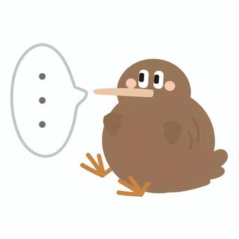 考えるキウイ(鳥) キウイ,鳥,動物,生き物,かわいい,考える,思考,思想,吹き出し,沈黙のイラスト素材