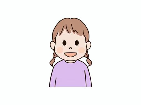 笑顔の子供_みつあみ 笑顔の子供_みつあみ 子供,園児,幼児,小学生,児童,女の子,女児,少女,おさげ,三つ編みのイラスト素材
