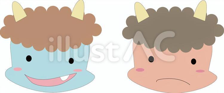 ゆるーい感じの青鬼、赤鬼 赤鬼,青鬼,節分のイラスト素材