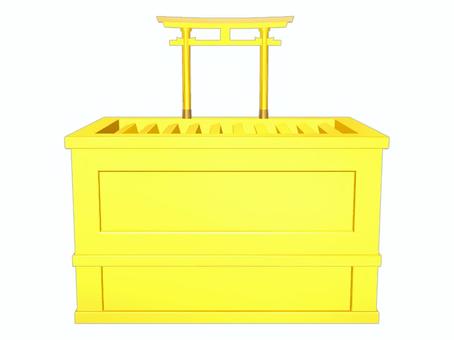 ミニ鳥居と賽銭箱　ゴールドバージョン 賽銭箱,鳥居,参拝,お参り,神頼み,神社,金色,派手のイラスト素材