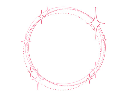 ピンクのキラキラ・スパークル円フレーム フレーム,円,丸,背景,キラキラ,星,スパークル,ピンク,点線,ポップのイラスト素材