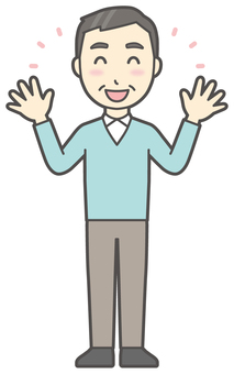  ニット中年男性-473-全身