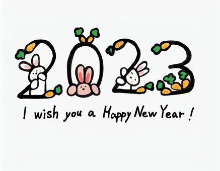 New Year's card 2023 (3), rabbit, ginseng, new year's card, JPG and PNG