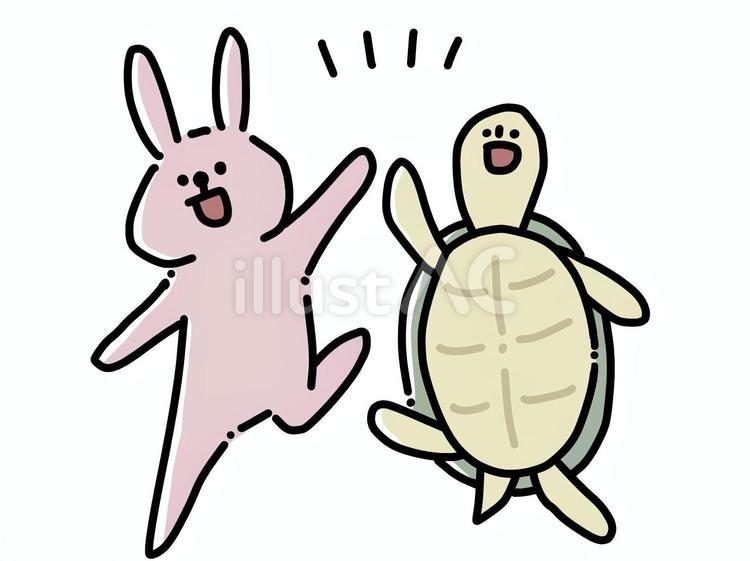 ほんわかうさぎとかめ うさぎ,かめ,ほんわかのイラスト素材