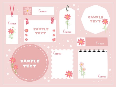 コスモスのセット コスモス,花,メモ,吹き出し,付箋,ブックマークのイラスト素材
